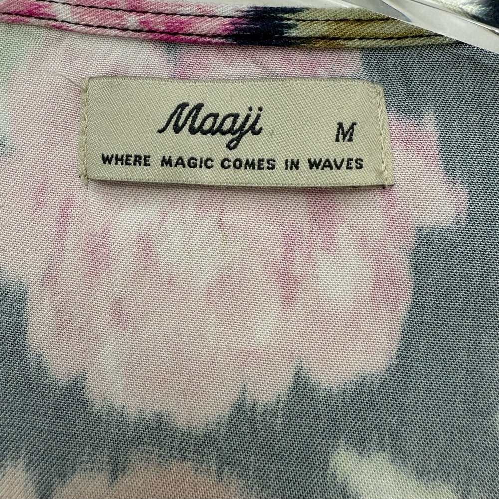 Maaji Navy Floral Long Tie-Front Swim Coverup - Picture 7 of 10